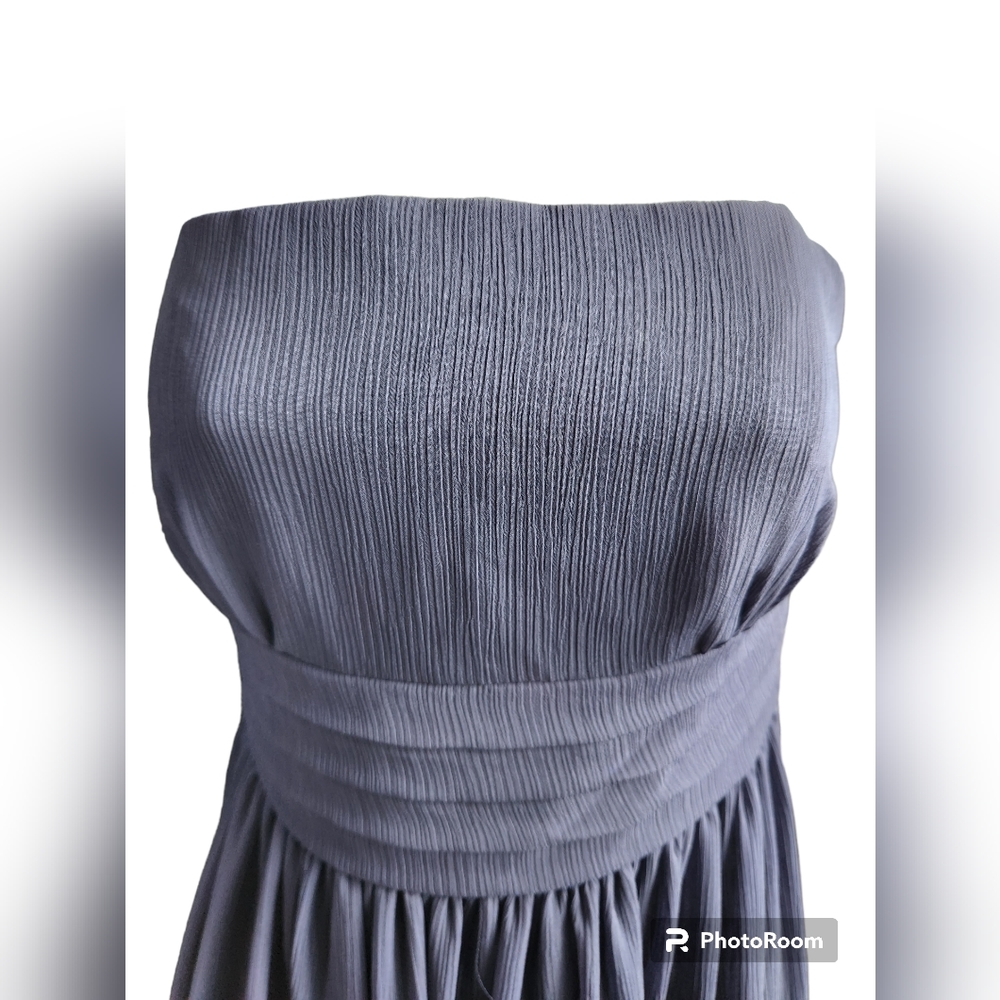 NWT Davids Bridal Strapless Short Crinkle Chiffon Dress Navy Blue Marine… - Picture 2 of 5